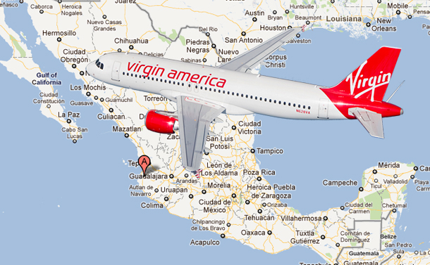 Image Virgin airplane over map